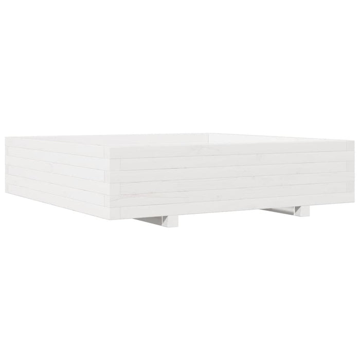 Jardinieră de grădină, alb, 100x100x26,5 cm, lemn masiv de pin - WALTI WALTI
