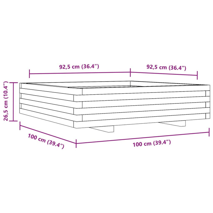 Jardinieră de grădină, alb, 100x100x26,5 cm, lemn masiv de pin - WALTI WALTI