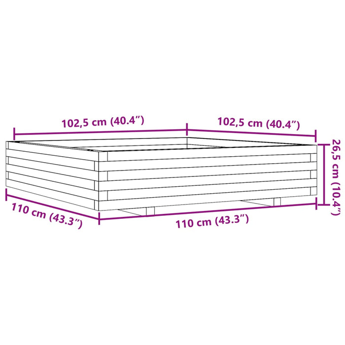 Jardinieră de grădină, alb, 110x110x26,5 cm, lemn masiv de pin - WALTI WALTI