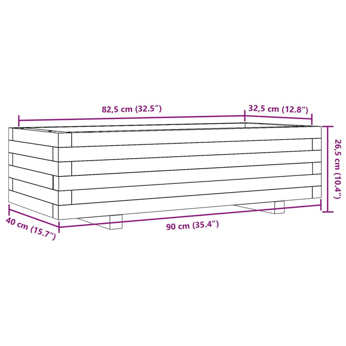 Jardinieră grădină, maro ceruit, 90x40x26,5 cm, lemn masiv pin - WALTI WALTI