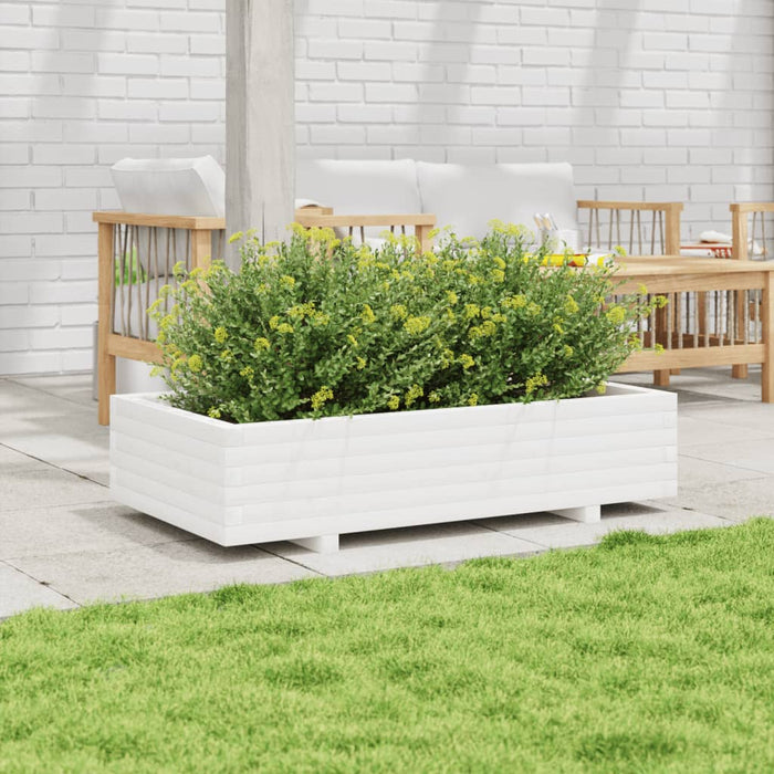 Jardinieră de grădină, alb, 110x60x26,5 cm, lemn masiv de pin - WALTI WALTI
