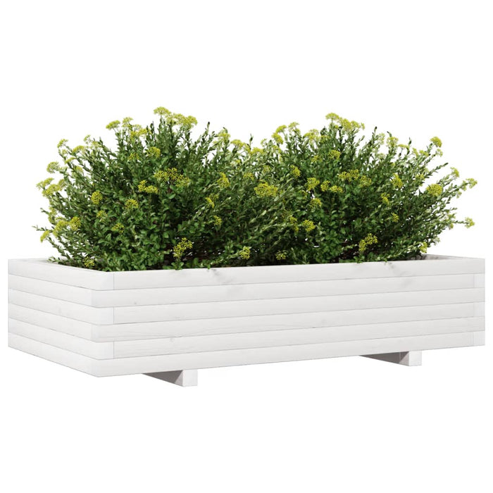 Jardinieră de grădină, alb, 110x60x26,5 cm, lemn masiv de pin - WALTI WALTI