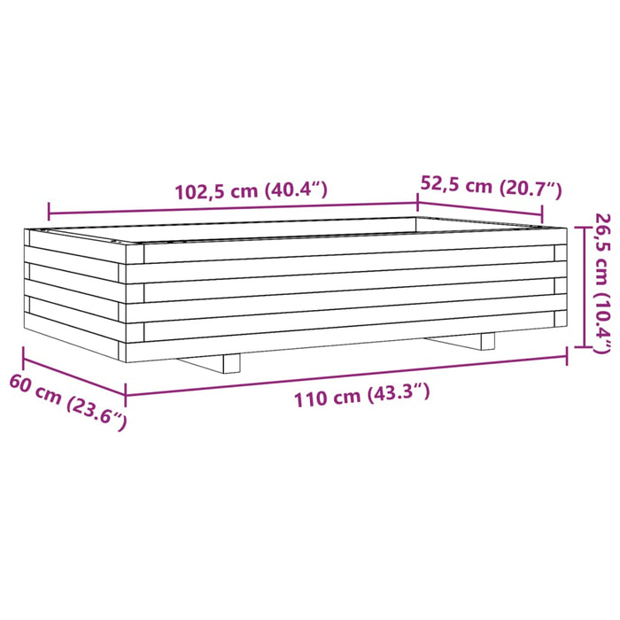 Jardinieră de grădină, alb, 110x60x26,5 cm, lemn masiv de pin - WALTI WALTI