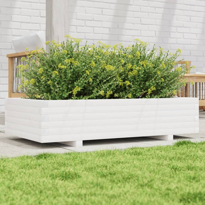Jardinieră de grădină, alb, 110x60x26,5 cm, lemn masiv de pin - WALTI WALTI