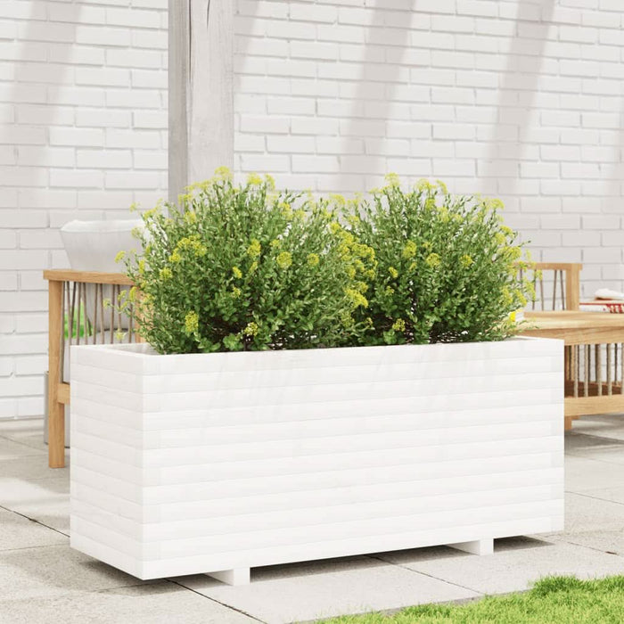 Jardinieră de grădină, alb, 110x40x49,5 cm, lemn masiv de pin - WALTI WALTI