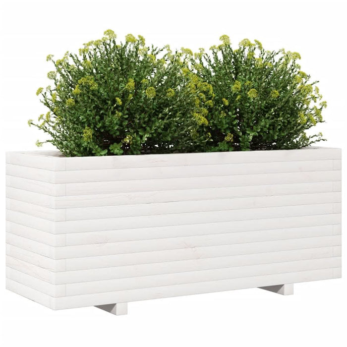 Jardinieră de grădină, alb, 110x40x49,5 cm, lemn masiv de pin - WALTI WALTI