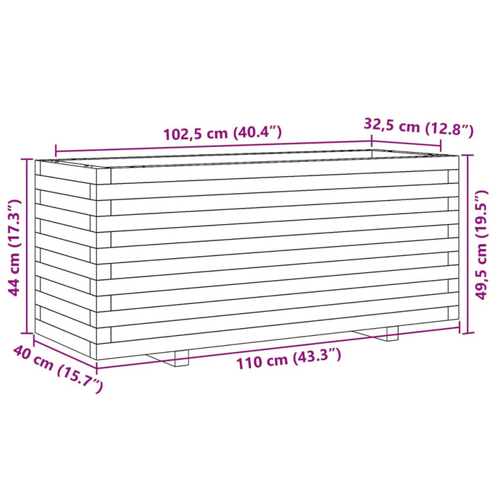 Jardinieră de grădină, alb, 110x40x49,5 cm, lemn masiv de pin - WALTI WALTI