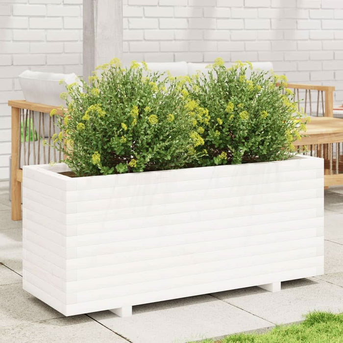 Jardinieră de grădină, alb, 110x40x49,5 cm, lemn masiv de pin - WALTI WALTI