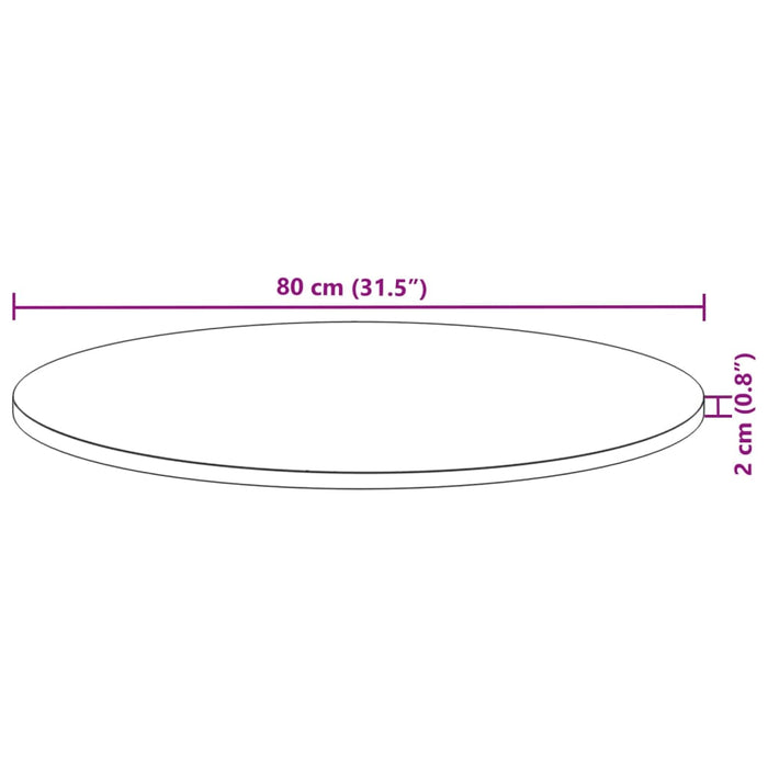 Blat de masă rotund, Ø80x2 cm, lemn masiv de acacia - WALTI WALTI