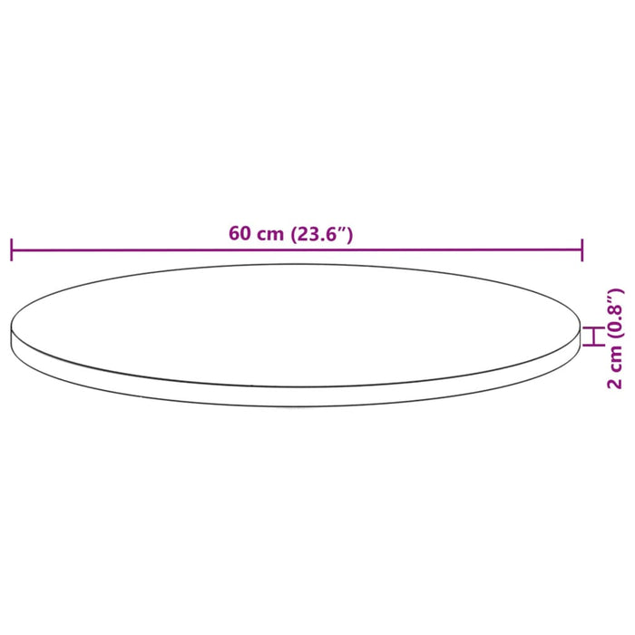 Blat de masă rotund, Ø60x2 cm, lemn masiv de acacia - WALTI WALTI