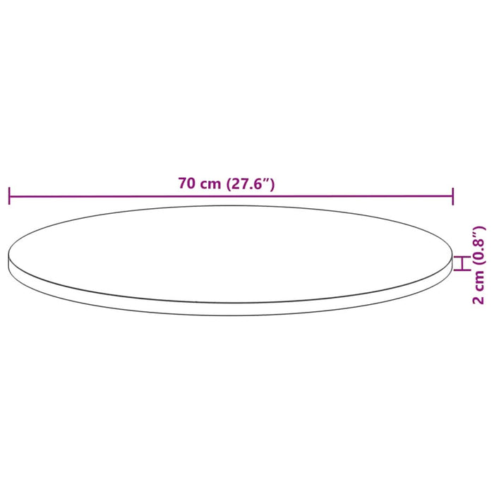 Blat de masă rotund, Ø70x2 cm, lemn masiv de acacia - WALTI WALTI