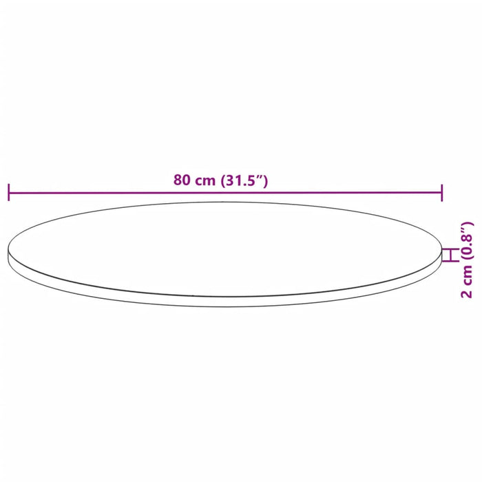 Blat de masă rotund, Ø80x2 cm, lemn masiv de acacia - WALTI WALTI