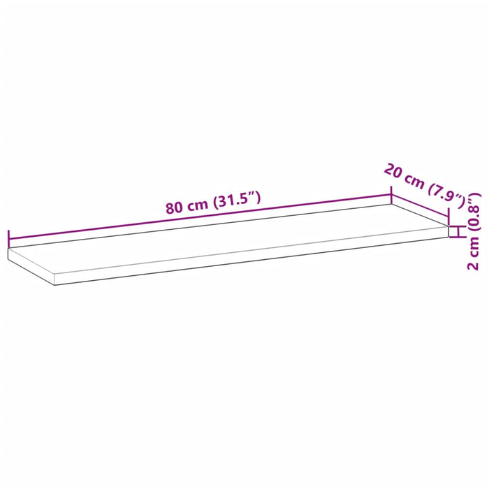 Blat de masă 80x20x2 cm dreptunghiular lemn masiv de acacia - WALTI WALTI