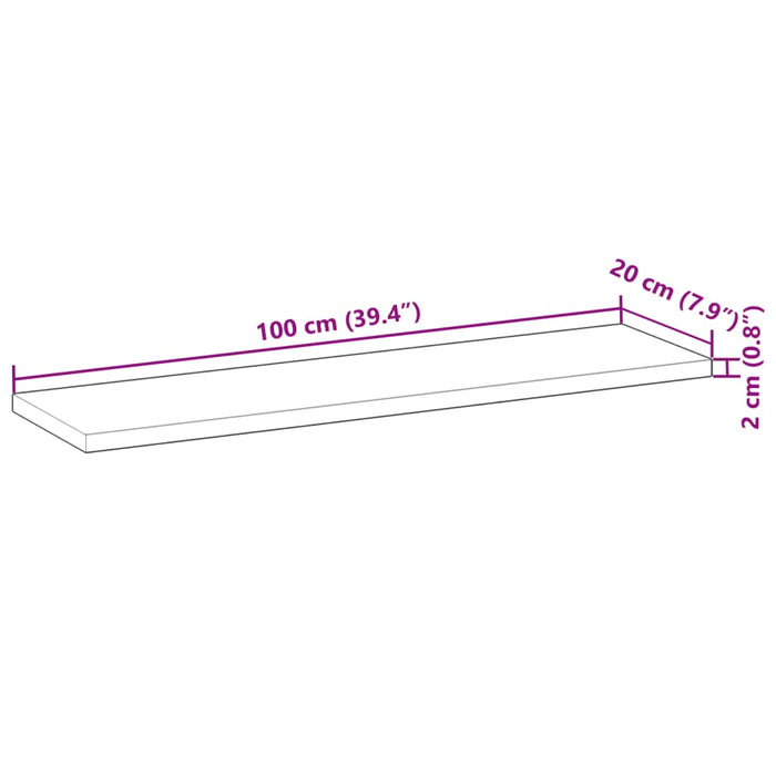 Blat de masă 100x20x2cm dreptunghiular lemn masiv de acacia - WALTI WALTI