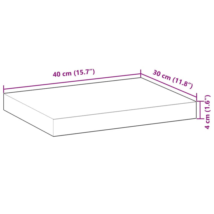 Blat de masă 40x30x4 cm dreptunghiular lemn masiv de acacia WALTI