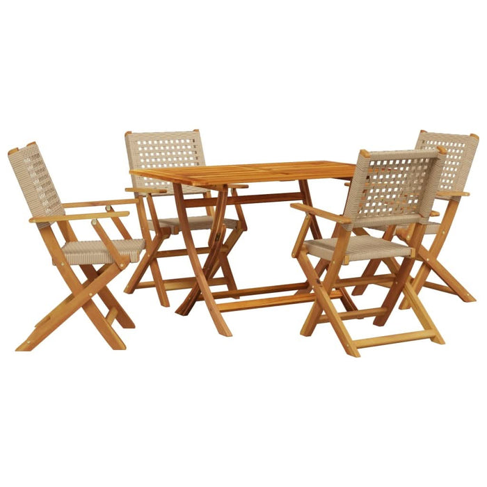 Set mobilier de grădină, 5 piese, bej, poliratan și lemn masiv - WALTI WALTI
