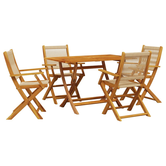 Set mobilier de grădină 5 piese polipropilenă bej/lemn masiv - WALTI WALTI