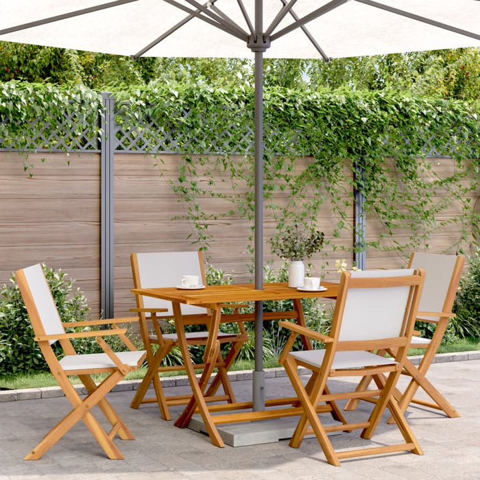 Set mobilier de grădină 5 piese textil alb crem/lemn masiv - WALTI WALTI