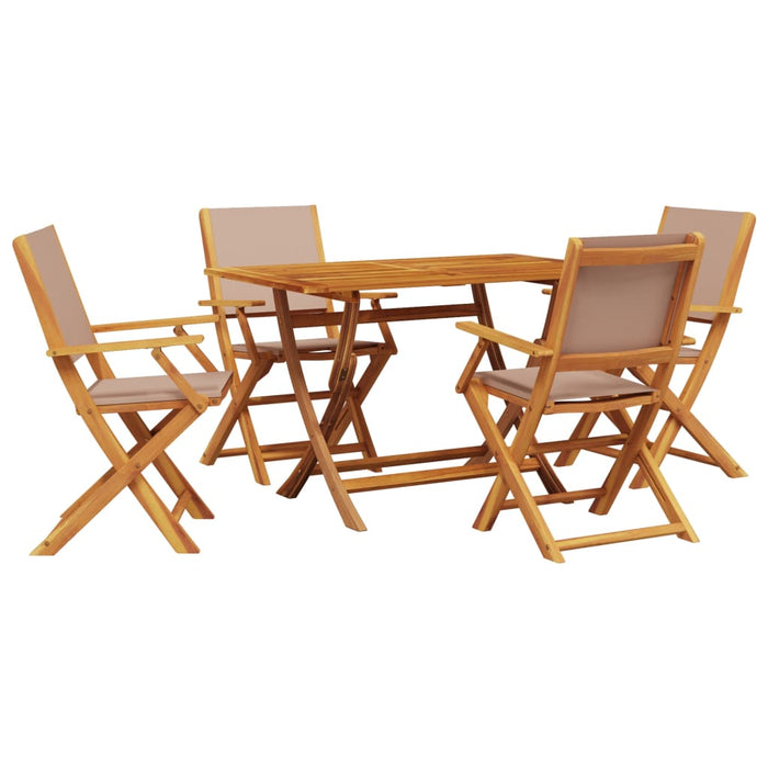 Set mobilier de grădină 5 piese textil taupe/lemn masiv - WALTI WALTI