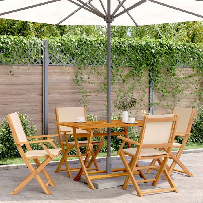 Set mobilier de grădină 5 piese textil bej/lemn masiv - WALTI WALTI