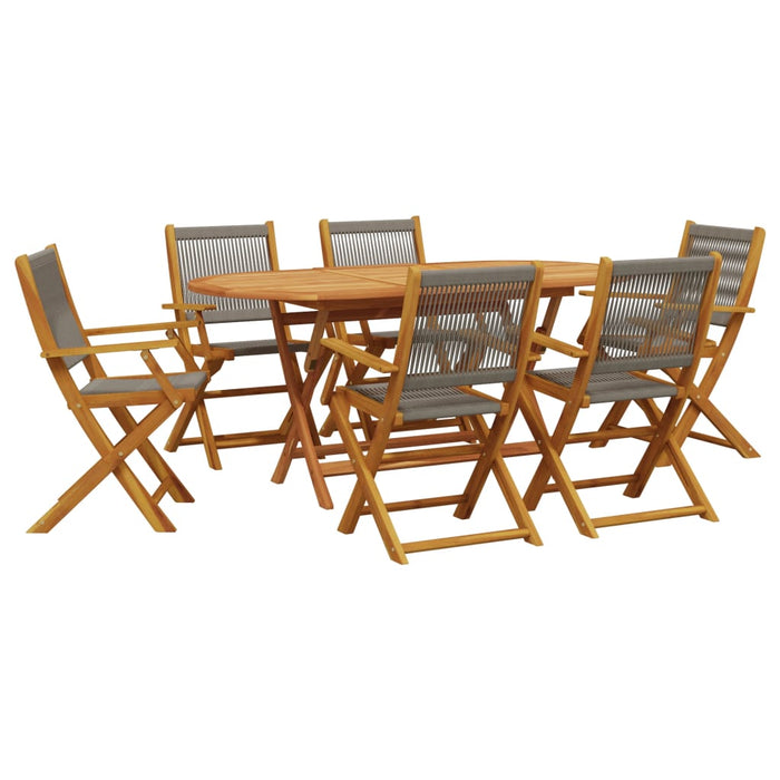 Set mobilier de grădină 7 piese polipropilenă gri/lemn masiv - WALTI WALTI