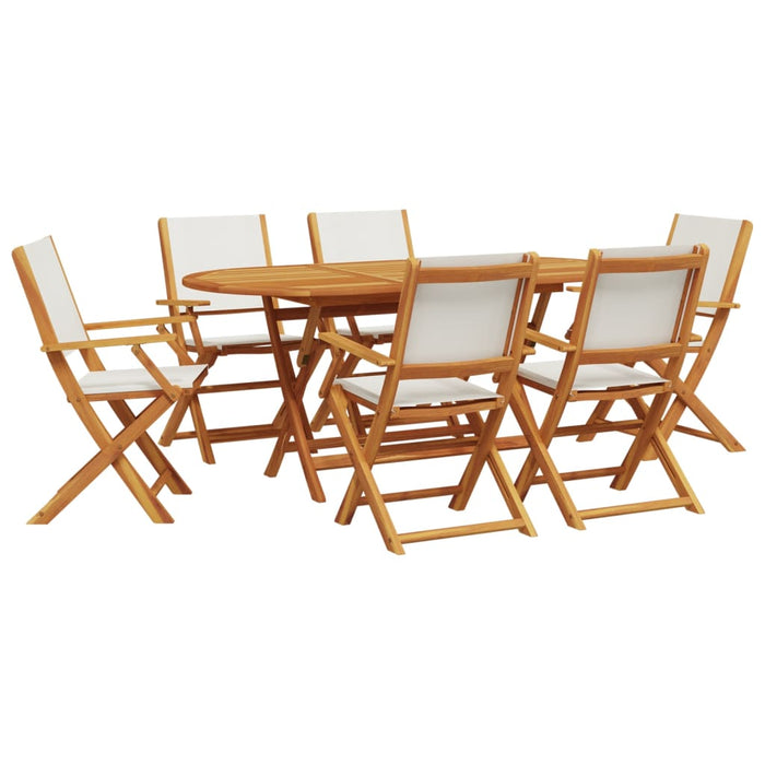 Set mobilier de grădină 7 piese textil alb crem/lemn masiv - WALTI WALTI