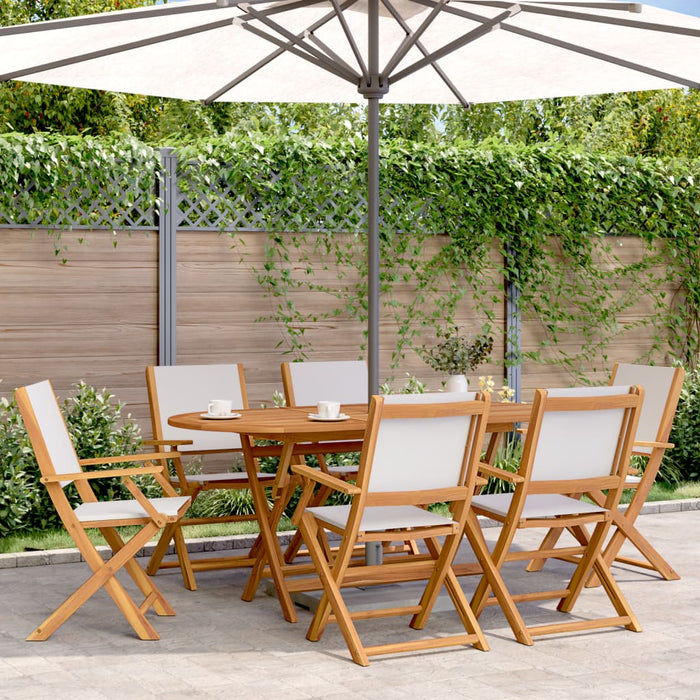 Set mobilier de grădină 7 piese textil alb crem/lemn masiv - WALTI WALTI