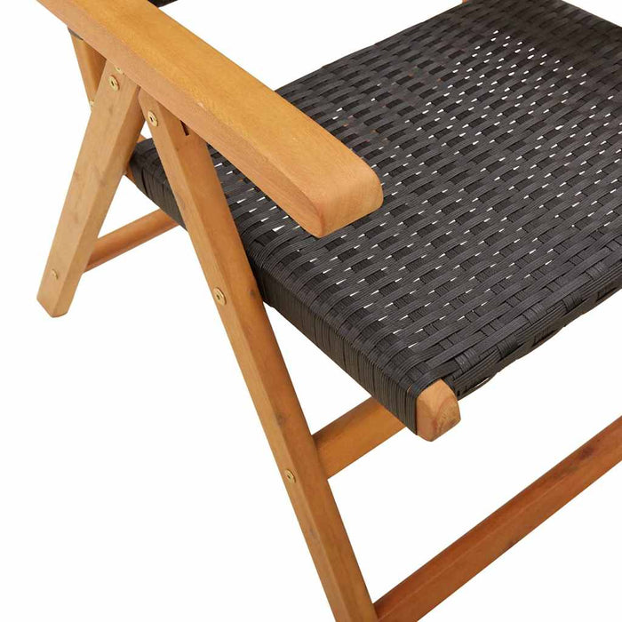 Set masă pentru grădină, 7 piese, negru, poliratan/lemn masiv - WALTI WALTI