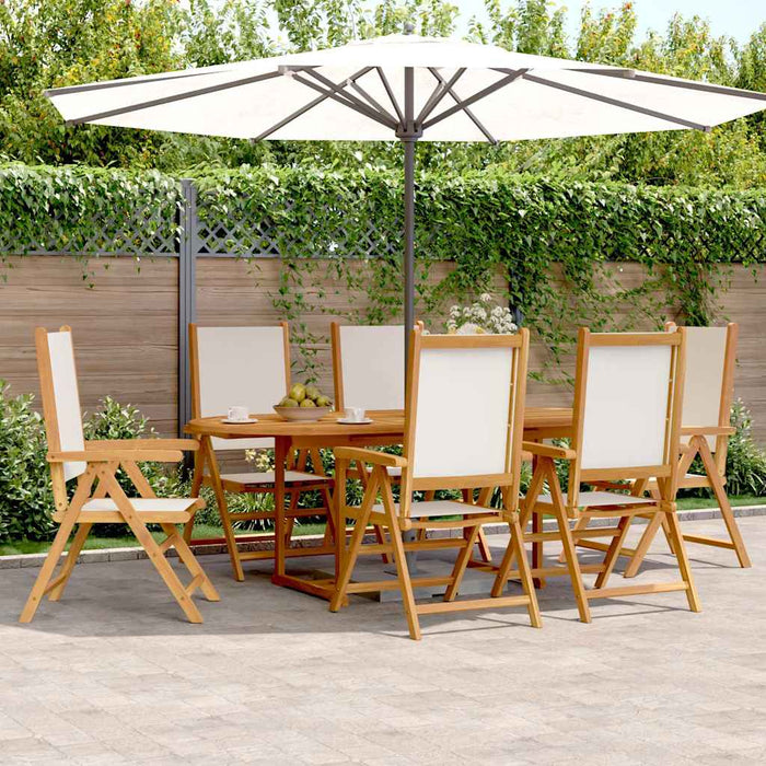 Set mobilier de grădină 7 piese textil alb crem/lemn masiv - WALTI WALTI