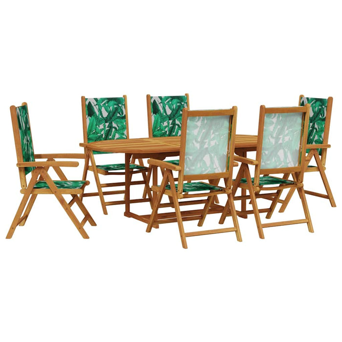 Set mobilier de grădină 7 piese textil model frunze/lemn masiv - WALTI WALTI