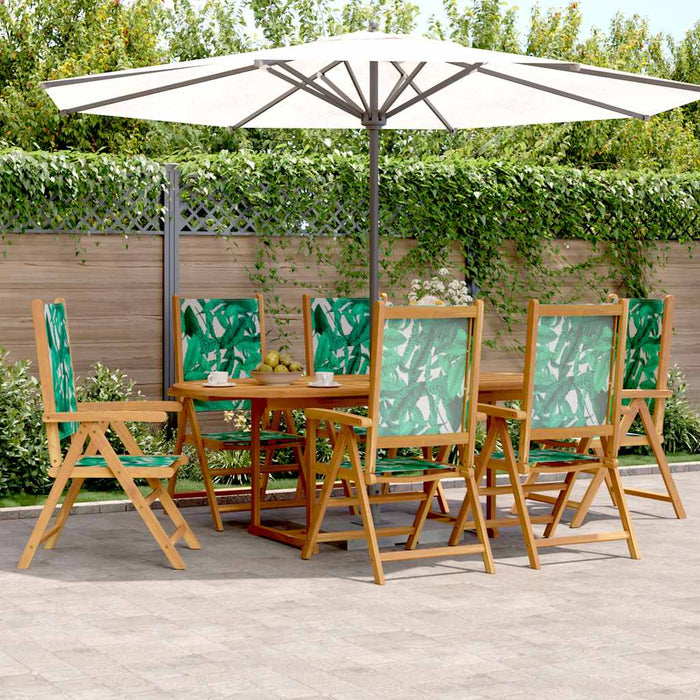 Set mobilier de grădină 7 piese textil model frunze/lemn masiv - WALTI WALTI