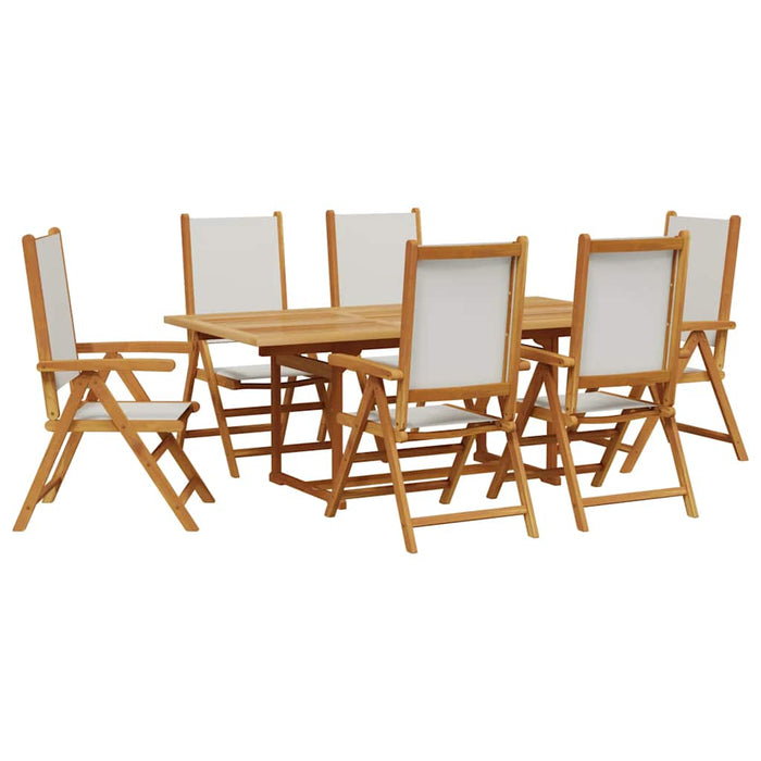Set mobilier de grădină 7 piese textil alb crem/lemn masiv - WALTI WALTI