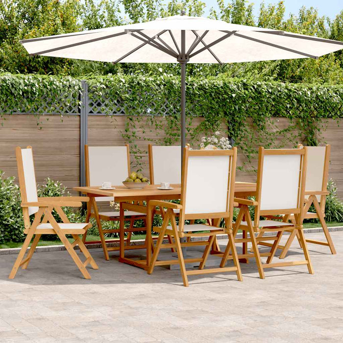 Set mobilier de grădină 7 piese textil alb crem/lemn masiv - WALTI WALTI