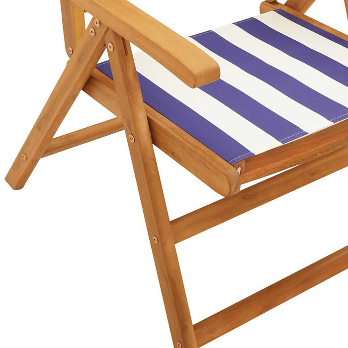 Set mobilier de grădină 7 piese textil albastru alb/lemn masiv WALTI