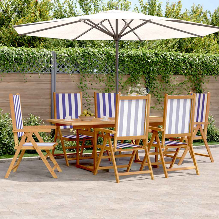 Set mobilier de grădină 7 piese textil albastru alb/lemn masiv WALTI