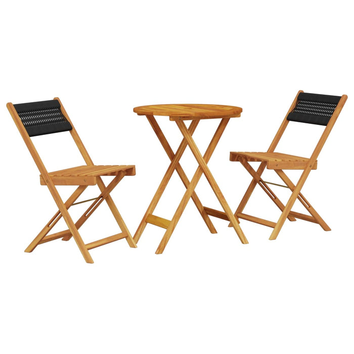 Set mobilier bistro, 3 piese, negru, polipropilenă lemn masiv - WALTI WALTI