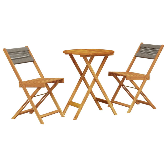 Set mobilier bistro, 3 piese, gri, polipropilenă și lemn masiv - WALTI WALTI