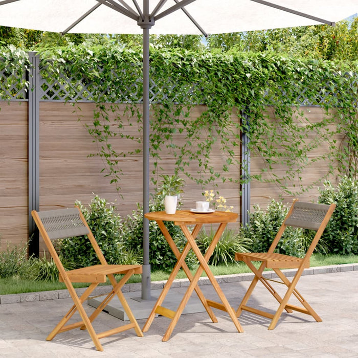 Set mobilier bistro, 3 piese, gri, polipropilenă și lemn masiv - WALTI WALTI