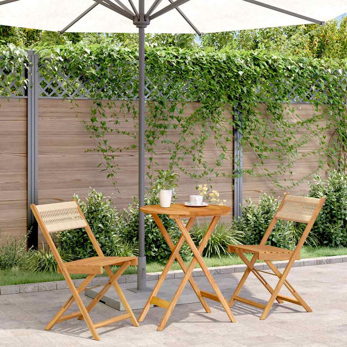 Set mobilier bistro, 3 piese, bej, polipropilenă și lemn masiv - WALTI WALTI