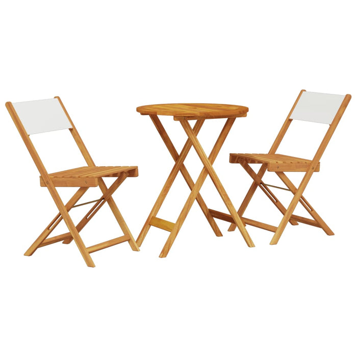 Set mobilier bistro, 3 piese, textil alb crem/lemn masiv - WALTI WALTI