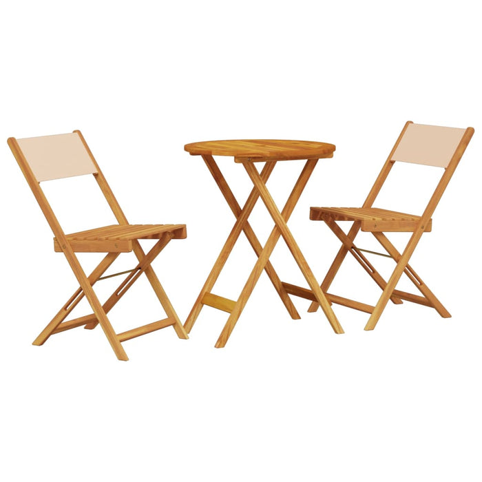 Set mobilier bistro, 3 piese, textil bej/lemn masiv - WALTI WALTI