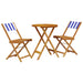 Set mobilier bistro, 3 piese, textil albastru alb/lemn masiv - WALTI WALTI
