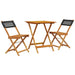 Set mobilier bistro, 3 piese, negru, poliratan și lemn masiv - WALTI WALTI