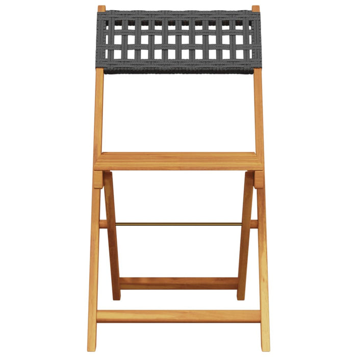 Set mobilier bistro, 3 piese, negru, poliratan și lemn masiv - WALTI WALTI