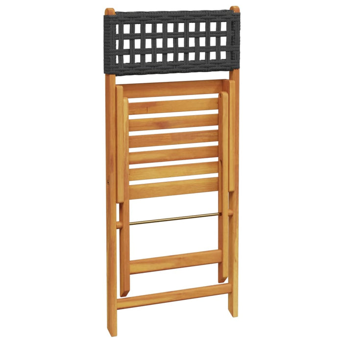 Set mobilier bistro, 3 piese, negru, poliratan și lemn masiv - WALTI WALTI