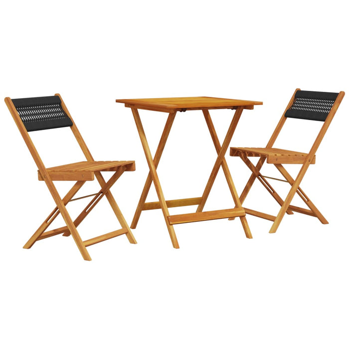 Set mobilier bistro, 3 piese, negru, polipropilenă lemn masiv - WALTI WALTI