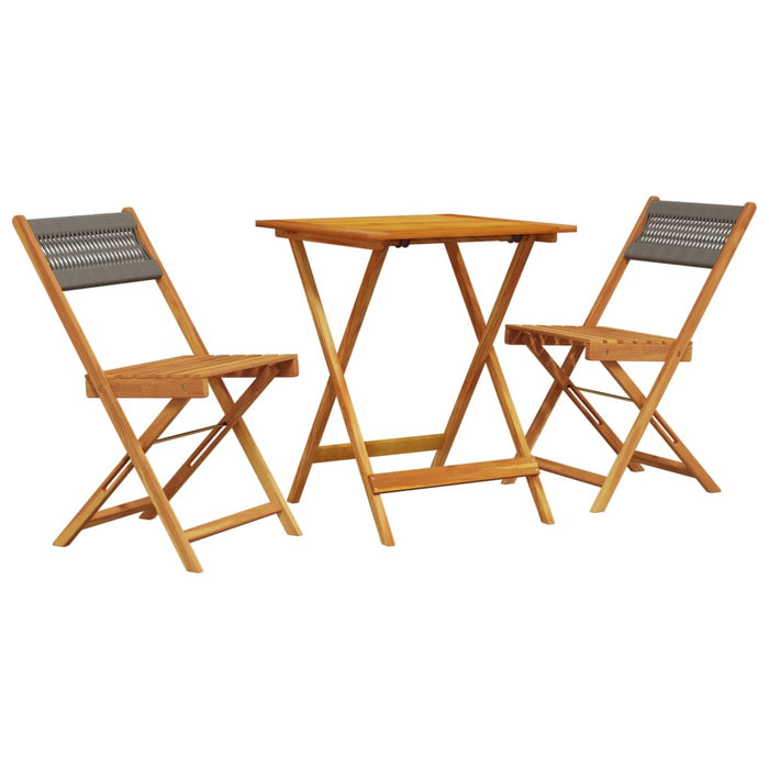 Set mobilier bistro, 3 piese, gri, polipropilenă și lemn masiv WALTI