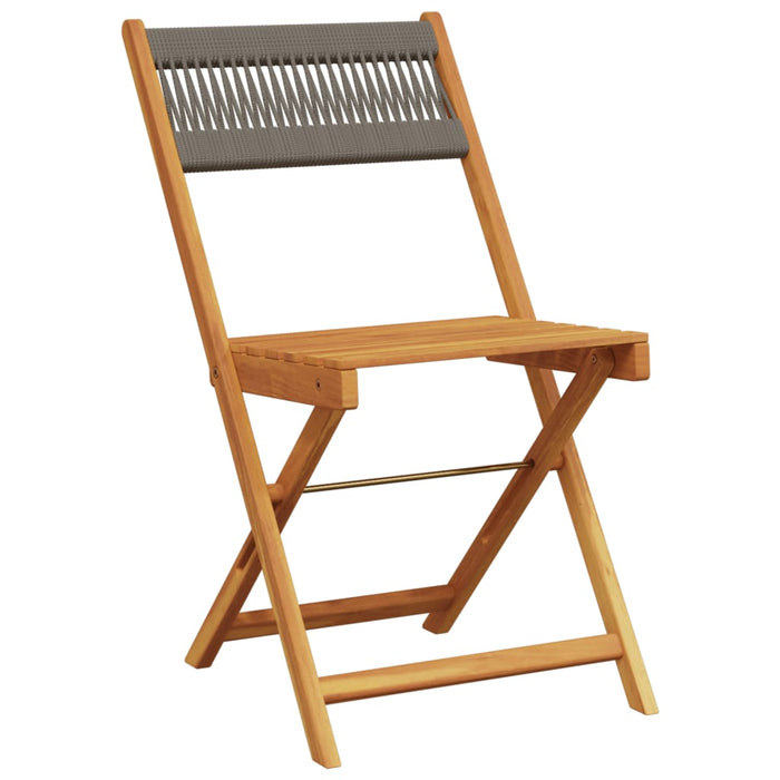 Set mobilier bistro, 3 piese, gri, polipropilenă și lemn masiv WALTI