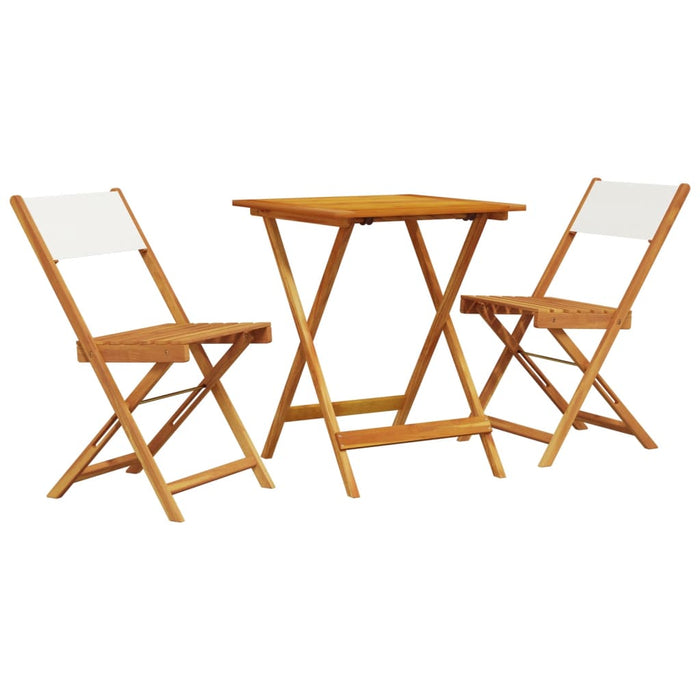 Set mobilier bistro, 3 piese, textil alb crem/lemn masiv - WALTI WALTI