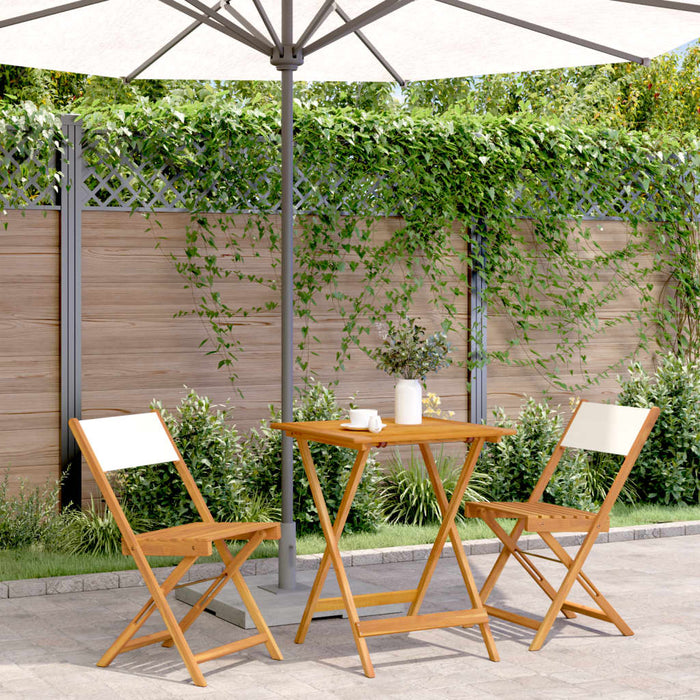 Set mobilier bistro, 3 piese, textil alb crem/lemn masiv - WALTI WALTI
